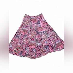 New Directions Pink Floral Midi Skirt